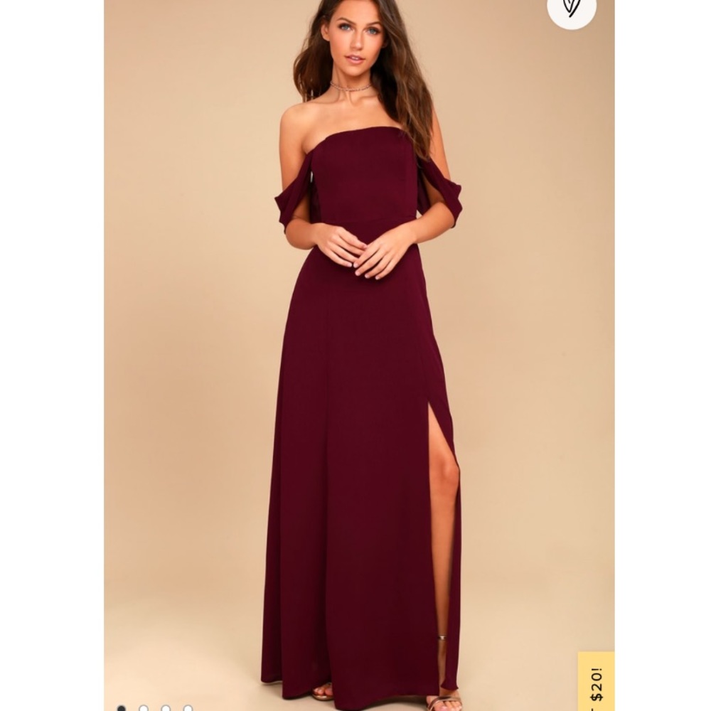 NWOT burgundy off the shoulder dress